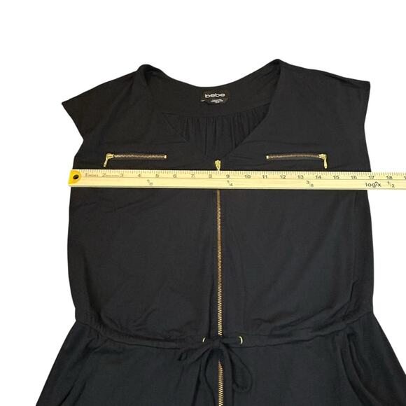 bebe Romper Womens Size XS Soft Stretchy Knit Gold Zippers Festival Travel Comfy - Picture 7 of 11
